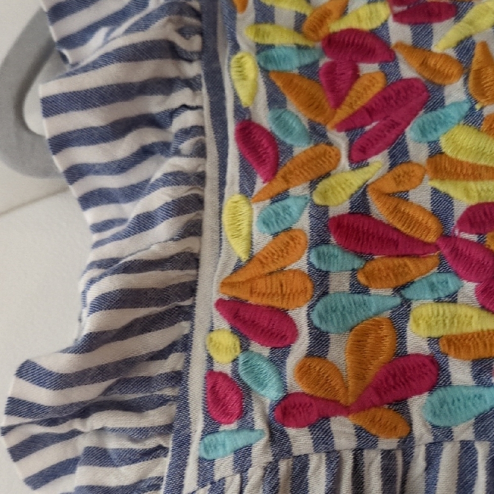 JODIFL Blue Striped Dress with Colorful Embroidery - Picture 4 of 5